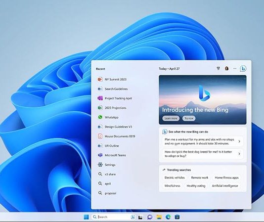 Microsoft anuncia inclusión del Nuevo Bing con AI en la barra de tareas de Windows 11