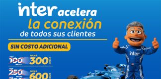 Inter eleva la velocidad de sus planes de Internet y TV por Fibra Óptica